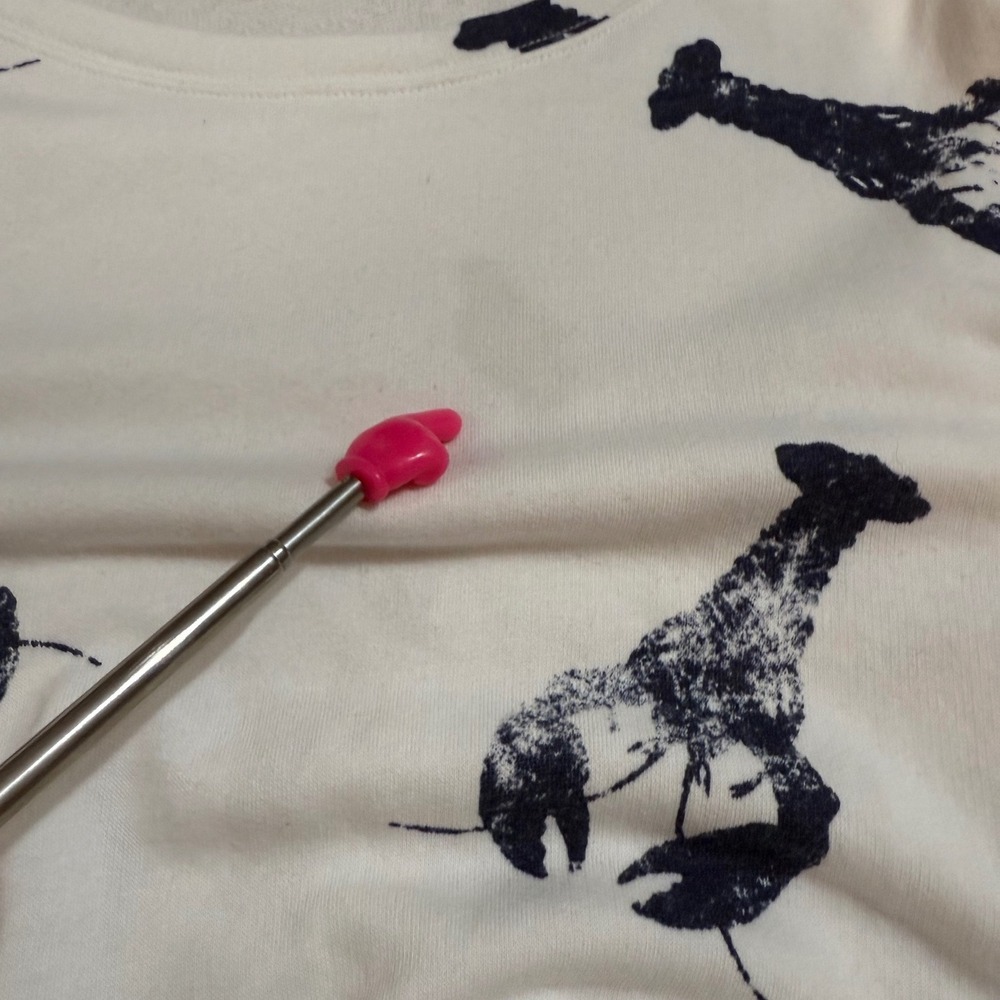 Lou & Grey White Navy Blue Lobster Print Sweatshirt Relaxed Crew Neck Cotton L - Picture 9 of 9